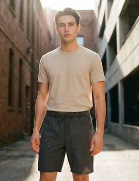 Pantaloncini jogger in cotone con coulisse in vita - grigio medio