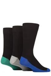 Mens 3 Pair SOCKSHOP Patterned Spots and Stripes Bamboo Socks Footbed Blue / Grey / Green 7-11 Mens - Black - Size: 7-11 Mens