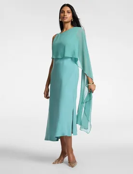 Vestido con capa largo por encima del tobillo asimétrico - Elena Miró - FashionsVida