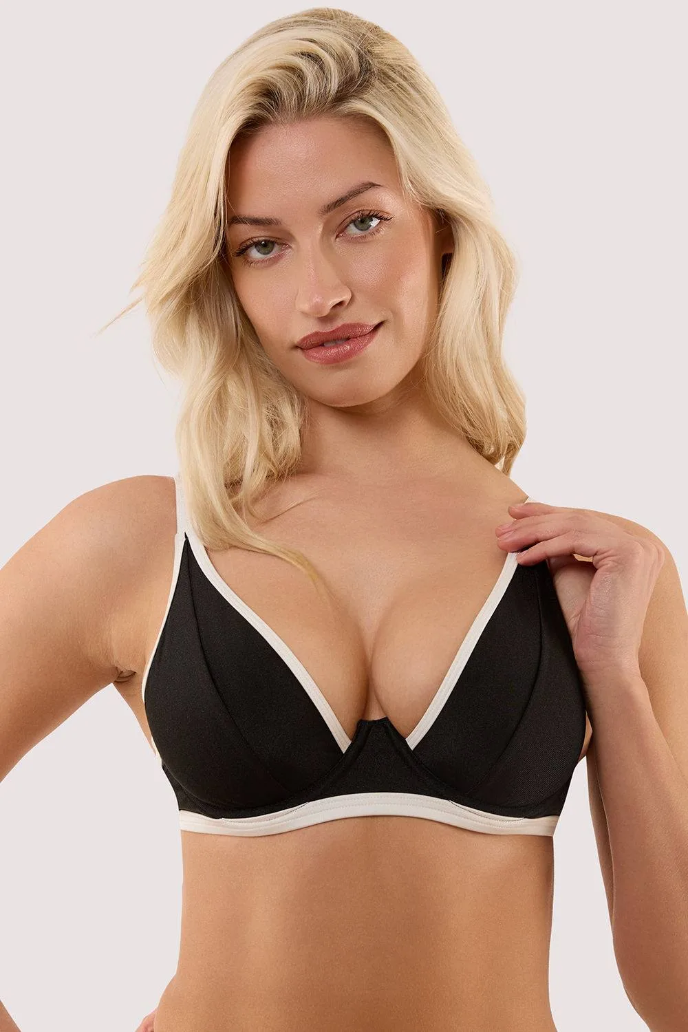 Women's Ally Black & Ivory Underwired Bikini Top Size: 34DD - Multicolor - Size: 34DD - Wolf & Whistle - FashionsVida