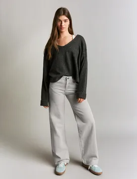 Pantalon Straight Fit Serge 40 Gris - Bershka - FashionsVida