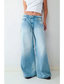 Jean Wide Leg Elephant Mumbai Blue / Soft Denim 42 - Balmohk - FashionsVida
