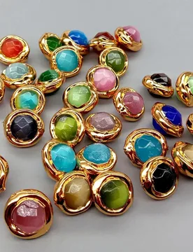 Wholesale 10 PCS Multi Color Cat Eye Faceted Round Beads Metal Bezel Connector - Aliexpress - FashionsVida