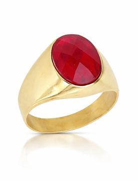 Anello Uomo in Oro Giallo con Pietra Rossa 803321705254