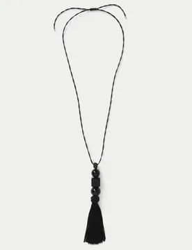 Long Pebble Bead Necklace Black female - M&S - FashionsVida