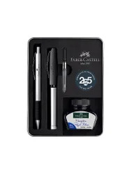 Set Füllhalter Medium und Kugelschreiber Essentio Metall Silber Matt argento