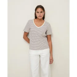 Camiseta de mujer de algodón orgánico con cuello pico