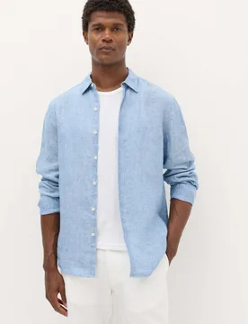 Regular Fit Pure Linen Shirt Chambray male - M&S - FashionsVida