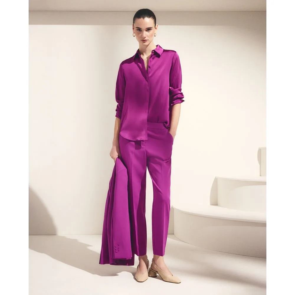 Blusa de mujer manga larga satén liso - Woman El Corte Inglés - FashionsVida