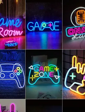 Pieza Luz de neón con lámpara decorativa LED colgante, adecuada para dormitorio de hombre, sala de juegos, cueva de jugador, sala de juegos, regalo, - Shein - FashionsVida