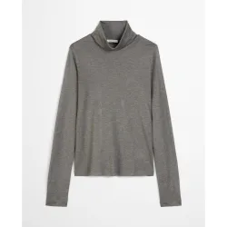 Camiseta con cuello alto de manga larga regular de Tencel Lyocell