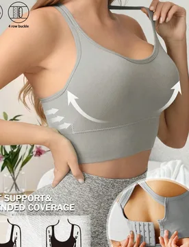 Sujetador deportivo sexy con efecto push-up para mujer, espalda cruzada, top de yoga sin aros, lencería cómoda anti-impacto para gimnasio - Shein - FashionsVida