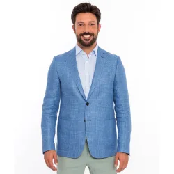 Americana de hombre soft slim principe de gales en azul