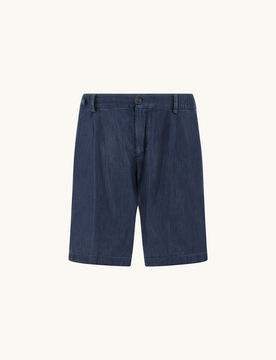 Bermuda in denim leggero di cotone giza uomo blu