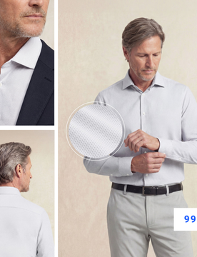 Camisa de vestir hombre estampado motivo gris regular