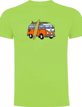 T-shirt à Manches Courtes Hippie Van Surf Light Green L - Kruskis - FashionsVida