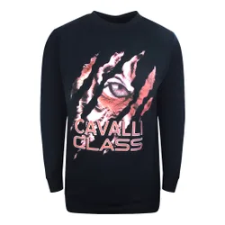 Mens Peeking Tiger Design Navy Blue Sweatshirt Cotton - Size 2xl