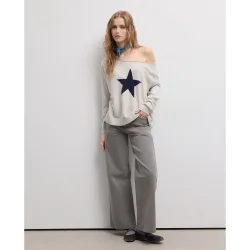 Pantalón de mujer wide leg ojetes