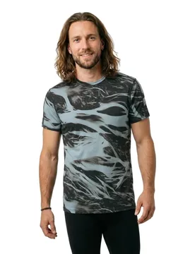 Maglietta A Maniche Corte Merino Blend 125 Cool-lite™ Speed Motion Aop Flint Blue / Black / Aop L - Icebreaker - FashionsVida