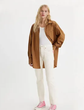 Jeans 501 bianchi in bull di cotone a vita alta - Levis - FashionsVida