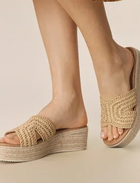 Sandalias de plataforma y cuña para mujer, sandalias romanas con tiras cruzadas, sandalias de plataforma y tacón alto con punta abierta y hebilla, z - Shein - FashionsVida