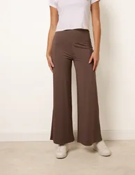 Wide Leg Soft Touch Trousers With Stretch - M / CHOCOLATE - female