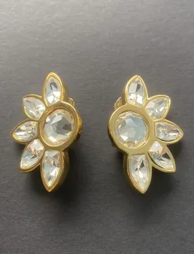 VKVVA Vintage Faceted Crystal Glass Floral Clip On Earrings, Gold-plated Heavy Craft No Piercing Women Statement Ear Jewelry - Aliexpress - FashionsVida