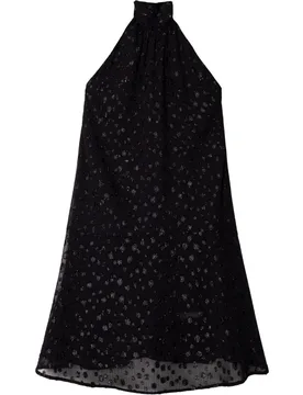 Vestido corto plumeti con lúrex y escote halter - The-Are - FashionsVida