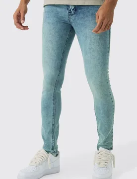 Men's Skinny Stretch Jeans Antique Blue Size 32R Antique Blue 32R - boohooMAN - FashionsVida