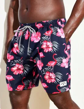 Pantalones cortos de playa con cordón y estampado de plantas para hombres talla grande, estilo hawaiano - Shein - FashionsVida