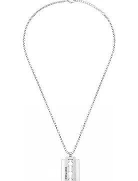 Peagn0005501 Mens Razorblade Necklace - Silver Stainless Steel - One Size - Police - FashionsVida