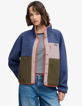 Superdry Damen Fleecejacke, Blau & Grün - Größe: 44 - 99.99 - FashionsVida