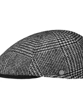 Brockway Wool Flat Cap by - black-white - Size: L (58-59 cm) - Lierys - FashionsVida