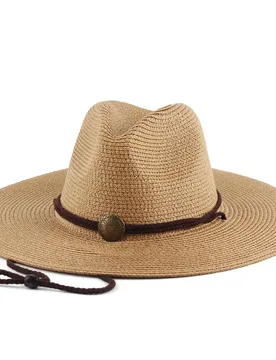 Spring And Summer Unisex Casual Wide-brimmed Straw Hat, Panama Hat, Outdoor Breathable Windproof Sunshade Hat - Aliexpress - FashionsVida