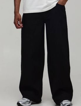 Herren Basic Baggy-Fit Jeans Hosen True Black Größe 40R