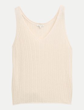 Knit rib top Beige L