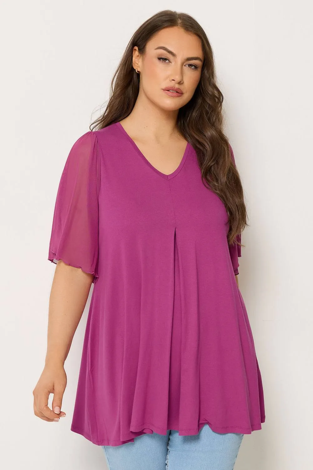 Women's Pleat Front Top in Grape Size: 20 - Grape - Size: 20 - Yours - FashionsVida