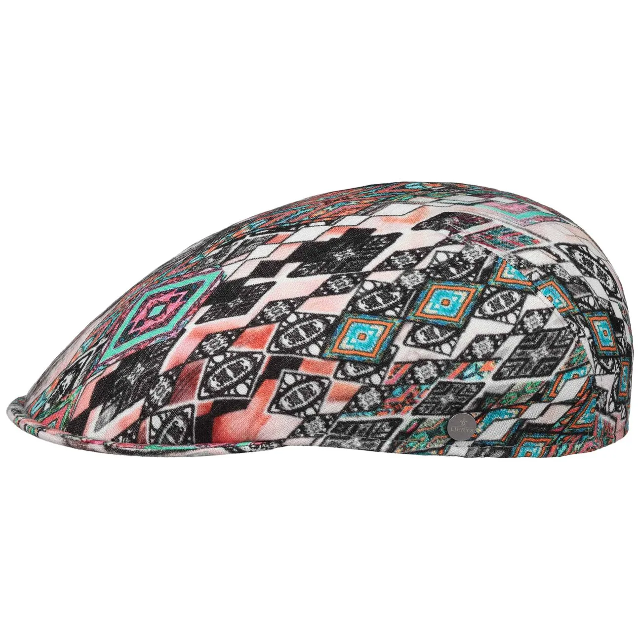 Graphic Mix Linen Flat Cap by - mixed colours - Size: XL (60-61 cm) - Lierys - FashionsVida