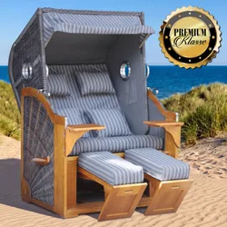 Strandkorb OCEAN VIEW Prestige anthrazit / weiß gestreift
