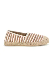 Espadrillas beige e bianche a righe in tessuto p687 40