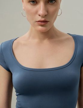 Donna T-Shirt Silk Breeze Jersey Azzurro XL Scollatura Tonda