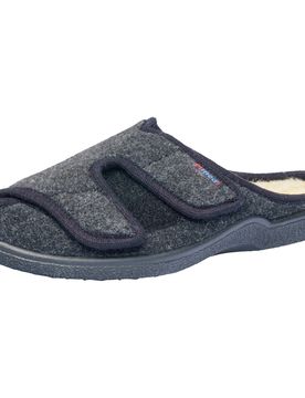 Klettpantoffel mit Schurwolle grau 43 Damen