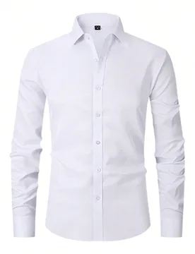 Pieza Camisa casual de negocios de unicolor para hombre, como regalo, otoño, parte superior de manga larga - Shein - FashionsVida