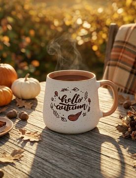 Tazza con stampa autunnale - bianco