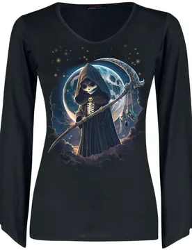 Langarmshirt - Reaperette - M bis XL - für Damen - Größe M - schwarz - Frauen - female - Spiral - FashionsVida