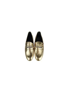 Gold leather chain embellished flat loafers - Tom Ford - FashionsVida
