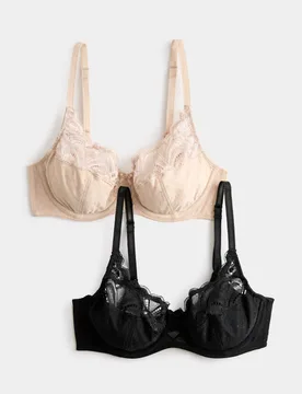 Pack Amelia Lace Wired Full Cup Bra (A-E) Black Mix female - M&S - FashionsVida
