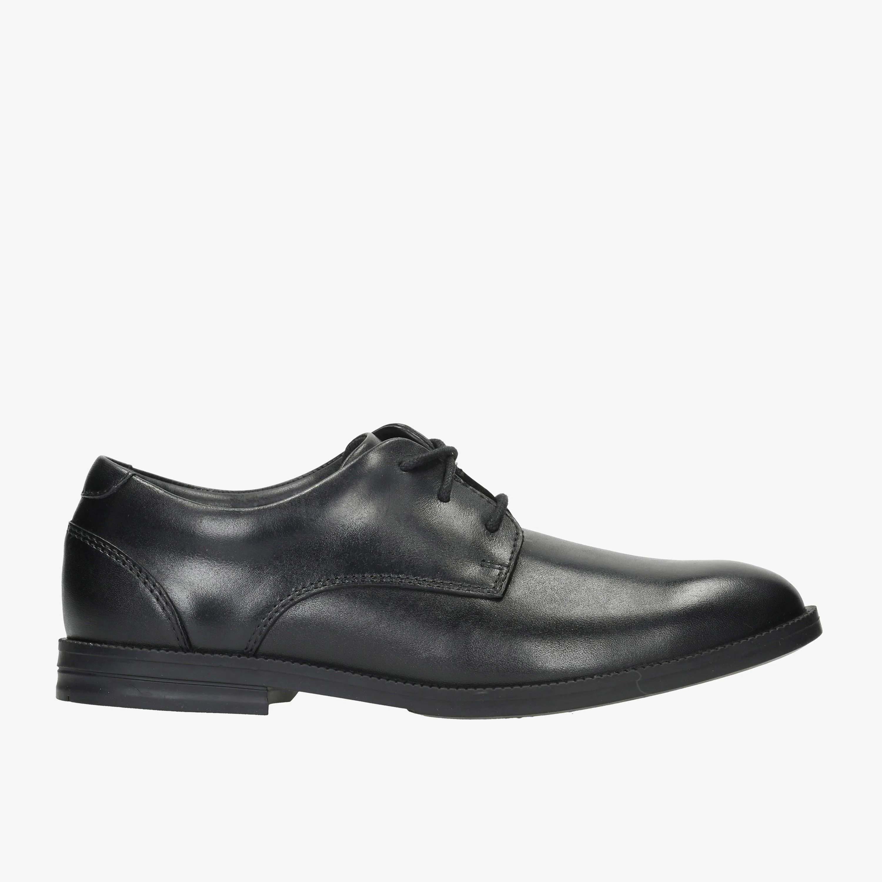 Boys C2fus Edge Bl Black Leather Shoes - Size Uk 3.5 - Clarks - FashionsVida