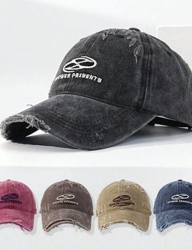 Pieza Gorra de béisbol unisex de mezclilla con bordado de letras, estilo de moda desgastado y urbano