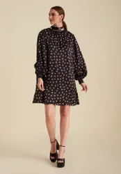 Molly High Neck Moonflower Print Mini Dress In Navy - 6